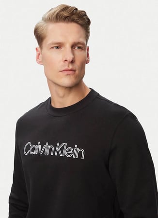 Calvin Klein Siyah Erkek Bisiklet Yaka Sweatshirt LV04RG281GUB1_LS CL 350TERRY SP GR
