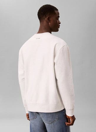 Calvin Klein Jeans Ekru Erkek Sweatshirt LV04RG265GP74 LS PREMIUM TERRY GRP