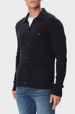 Tommy Hilfiger Pamuklu Polo Yaka Triko Kazak Erkek KAZAK MW0MW44756 DW5 LACİVERT