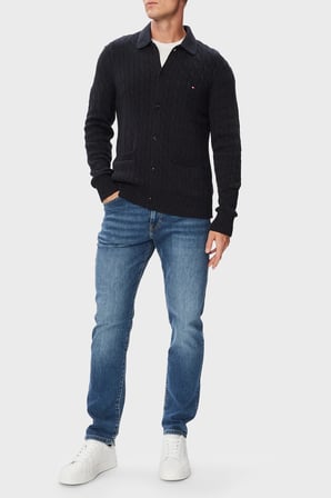 Tommy Hilfiger Pamuklu Polo Yaka Triko Kazak Erkek KAZAK MW0MW44756 DW5 LACİVERT