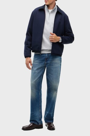 Tommy Hilfiger Pamuk Karışımlı Örme Regular Fit Klasik Yaka Sweat Erkek SWEAT MW0MW44947 DW5 LACİVERT