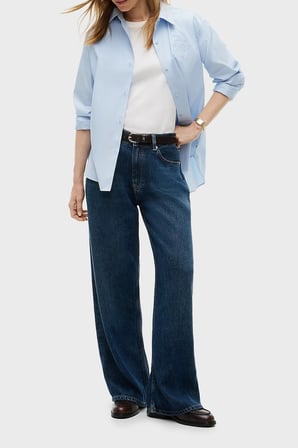 Tommy Hilfiger Pamuklu Wide Leg Fit Bol Paça Jeans Kadın KOT PANTOLON WW0WW51488 1BM KOYU MAVİ