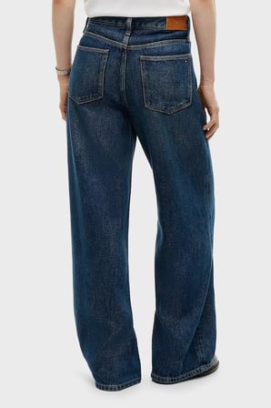 Tommy Hilfiger Pamuklu Wide Leg Fit Bol Paça Jeans Kadın KOT PANTOLON WW0WW51488 1BM KOYU MAVİ