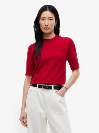 COTTON JERSEY FINE C-NK SS SWT Kadın Kırmızı Kazak - WW0WW49705