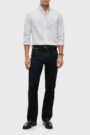 Tommy Hilfiger Logolu % 100 Pamuk Düğmeli Gömlek Erkek GÖMLEK MW0MW44571 0FA BEYAZ