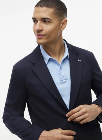 Tommy Hilfiger Lacivert Erkek Kapüşonlu Slim Fit Dokuma Ceket MW0MW44737DW5_NY BIB PUNTO MILANO