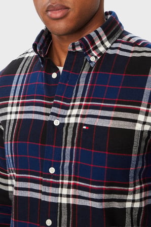 Tommy Hilfiger Ekoseli Pamuklu Regular Fit Düğmeli Yaka Gömlek Erkek GÖMLEK MW0MW44592 0MS LACİVERT-BEYAZ
