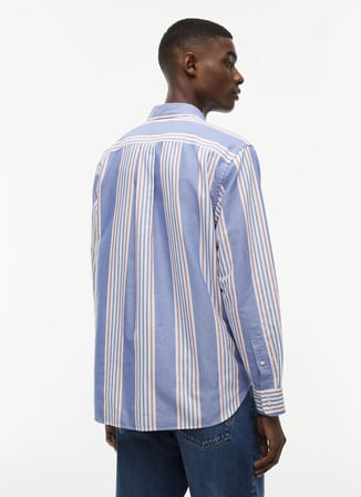Tommy Hilfiger MW0MW445750A4_HERITAGE OXF PREP IC Mavi Erkek Çizgili Dokuma Gömlek