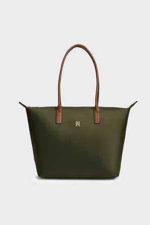 Tommy Hilfiger logolu Omuz Askılı Tote Çanta Kadın ÇANTA AW0AW17711 MRZ KOYU YEŞİL