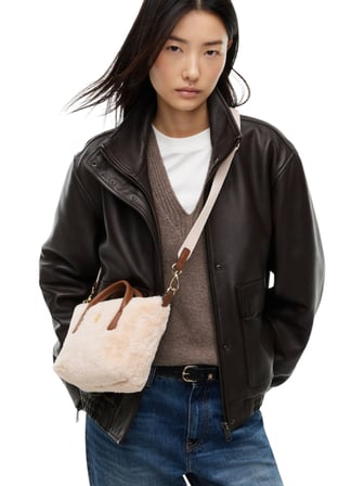 POPETTE MICRO TOTE FAUX FUR Kadın Bej Çanta - AW0AW19311