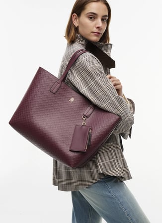 Tommy Hilfiger Bordo Kadın Tote Çanta TH ICON TOTE MONO