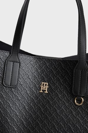 Tommy Hilfiger Logo Desenli Çıkarılabilir Askılı Çanta Kadın ÇANTA AW0AW18923 BDS SİYAH