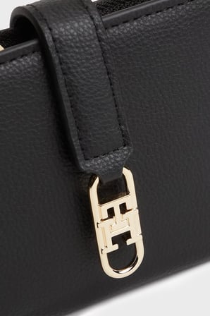 Tommy Hilfiger Logolu Çıtçıtlı ve Fermuarlı Cüzdan Kadın CÜZDAN AW0AW18934 BDS SİYAH