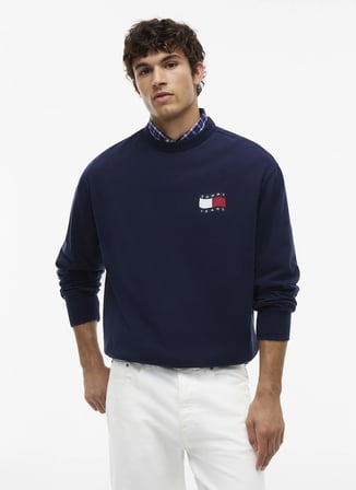 Tommy Jeans Lacivert Erkek Sweatshirt DM0DM23590C1G TJM RLX WAVY FLAG SW