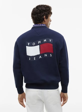 Tommy Jeans Lacivert Erkek Sweatshirt DM0DM23590C1G TJM RLX WAVY FLAG SW