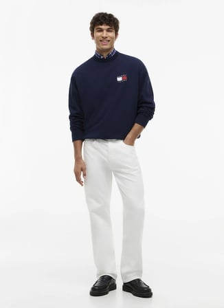 Tommy Jeans Lacivert Erkek Sweatshirt DM0DM23590C1G TJM RLX WAVY FLAG SW