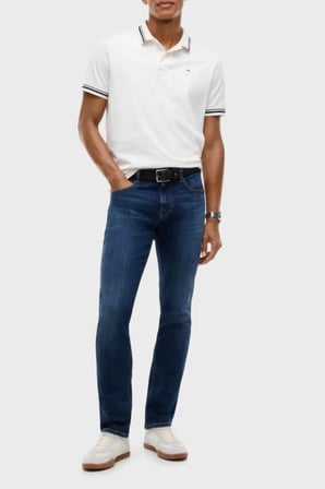 Tommy Jeans Pamuklu Slim Fit Normal Bel Dar Paça Jeans Erkek KOT PANTOLON DM0DM23479 1BK MAVİ
