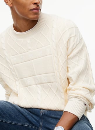 Tommy Jeans Kazak, L, Krem