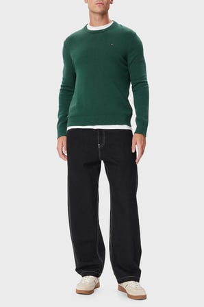 Tommy Jeans Logolu Pamuklu Slim Fit Bisiklet Yaka Örme Kazak Erkek KAZAK DM0DM21787 MBM YEŞİL