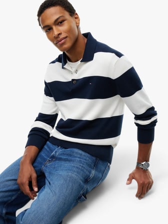 TJM SLIM ESSENTIAL POLO SWTR EXT Erkek Mavi Sweatshirt - DM0DM20304