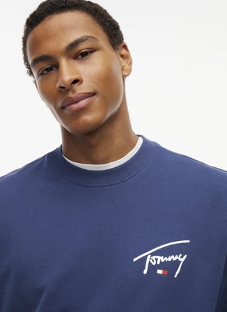 Tommy Jeans Lacivert Erkek Sweatshirt DM0DM23589DB7 TJM REG ENTRY SIGNAT