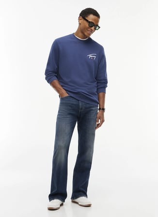 Tommy Jeans Lacivert Erkek Sweatshirt DM0DM23589DB7 TJM REG ENTRY SIGNAT