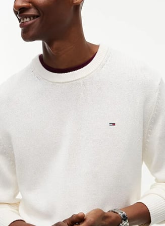 TOMMY HILFIGER Erkek Marka Logolu Şık Görünüşlü Kış Kullanımına Uygun BBeyazZ Kazak DM0DM21787 YBH