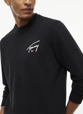 Tommy Jeans Siyah Erkek Sweatshirt DM0DM23589BDS TJM REG ENTRY SIGNAT