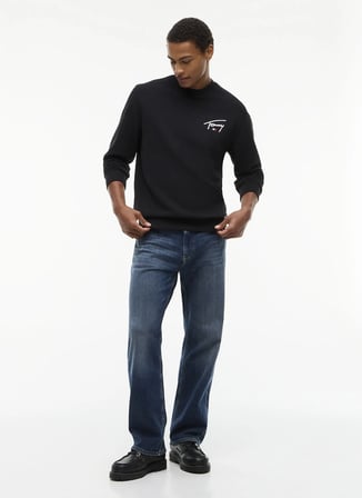 Tommy Jeans Siyah Erkek Sweatshirt DM0DM23589BDS TJM REG ENTRY SIGNAT