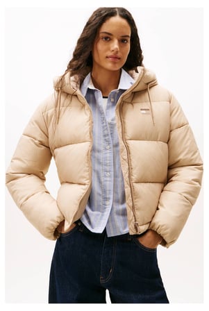 TOMMY HILFIGER Kadın Marka Logolu Günlük Kullanıma Uygun Bej Mont DW0DW21625 AB5