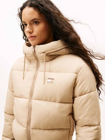 TOMMY HILFIGER Kadın Marka Logolu Günlük Kullanıma Uygun Bej Mont DW0DW21625 AB5