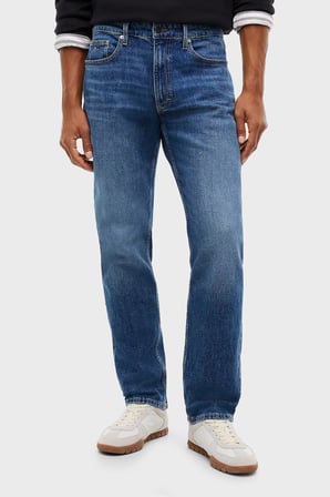 Tommy Jeans Pamuklu Straight Fit Normal Bel Jeans Erkek KOT PANTOLON DM0DM23687 1BK MAVİ