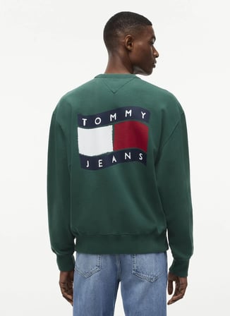 Tommy Jeans Yeşil Erkek Sweatshirt DM0DM23590MBM TJM RLX WAVY FLAG SW