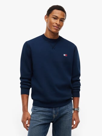 TJM REG BADGE CREW EXT Erkek Mavi Sweatshirt - DM0DM23607