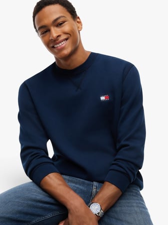TJM REG BADGE CREW EXT Erkek Mavi Sweatshirt - DM0DM23607