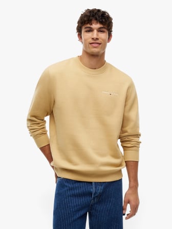 TJM REG LINEAR CREW EXT Erkek Bej Sweatshirt - DM0DM20249