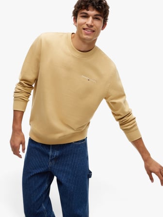 TJM REG LINEAR CREW EXT Erkek Bej Sweatshirt - DM0DM20249