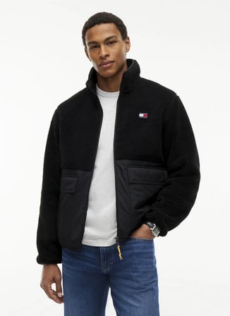 Tommy Jeans Siyah Erkek Dik Yaka Relaxed Logo Baskılı Sweatmont DM0DM23227BDS TJM ESSENTIAL MIX TE