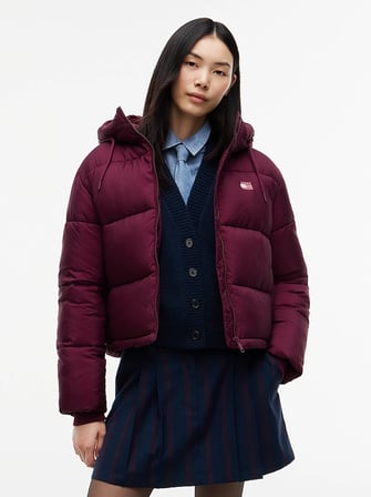 TOMMY HILFIGER Kadın Marka Logolu Günlük Kullanıma Uygun Bordo Mont DW0DW21625 V11