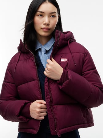 TOMMY HILFIGER Kadın Marka Logolu Günlük Kullanıma Uygun Bordo Mont DW0DW21625 V11
