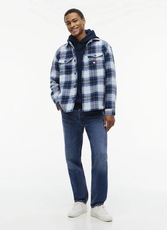Tommy Jeans Mavi Erkek Oversized Blok Gömlek DM0DM236160M2 TJM CHECK OVERSHIRT