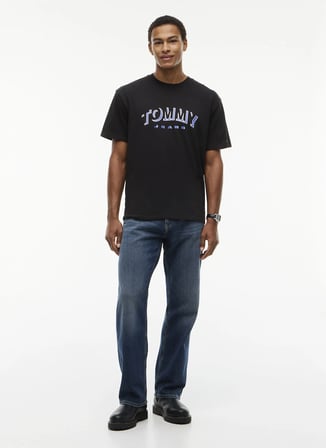 Tommy Jeans Siyah Erkek T-Shirt DM0DM23602BDS TJM RLX DNA PLAY TEE