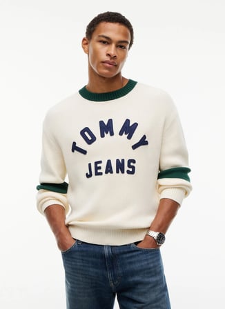 Tommy Jeans Kazak, L, Krem