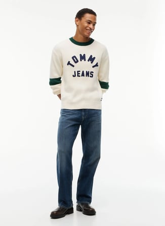 Tommy Jeans Kazak, L, Krem