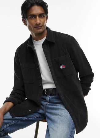 Tommy Jeans Siyah Erkek Gömlek DM0DM23705BDS TJM RLX CORDUROY SHI