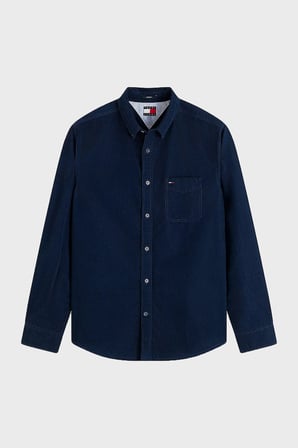 Tommy Jeans Logolu Pamuklu Regular Fit Düğmeli Yaka Gömlek Erkek GÖMLEK DM0DM23517 C1G LACİVERT