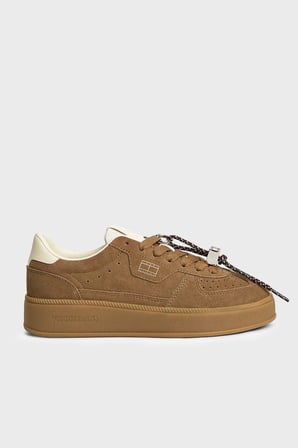 Tommy Jeans Logolu Süet Deri Sneaker Ayakkabı Kadın AYAKKABI EN0EN03122 GWI KAHVE