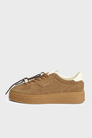 Tommy Jeans Logolu Süet Deri Sneaker Ayakkabı Kadın AYAKKABI EN0EN03122 GWI KAHVE