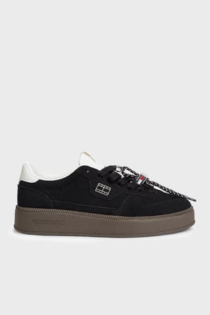 Tommy Jeans Logolu Süet Deri Sneaker Ayakkabı Kadın AYAKKABI EN0EN03122 BDS SİYAH