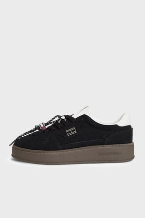 Tommy Jeans Logolu Süet Deri Sneaker Ayakkabı Kadın AYAKKABI EN0EN03122 BDS SİYAH